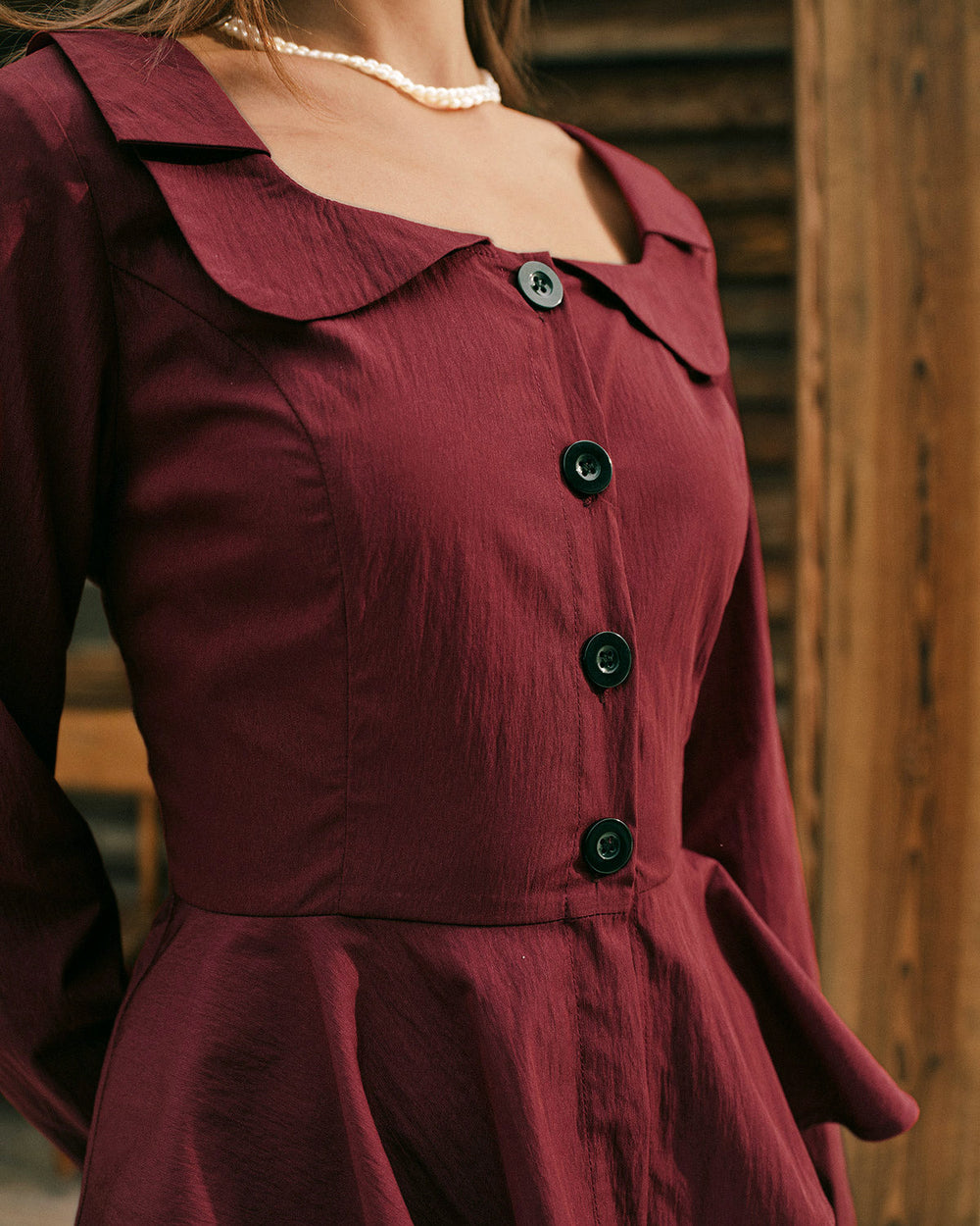 Red Square Neck Viscose Blouse
