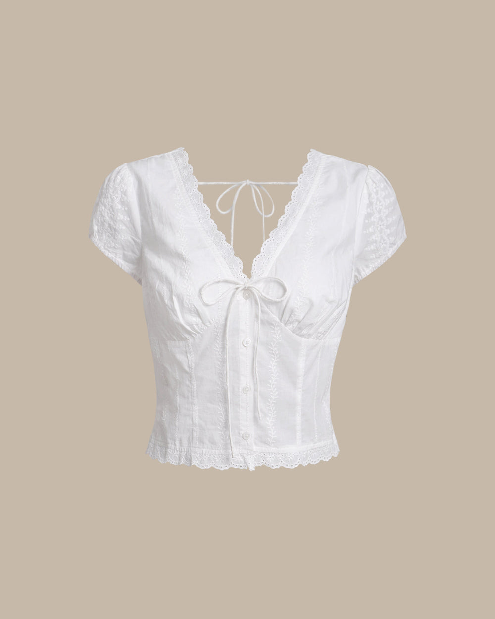 White Textured Cap Sleeve Blouse