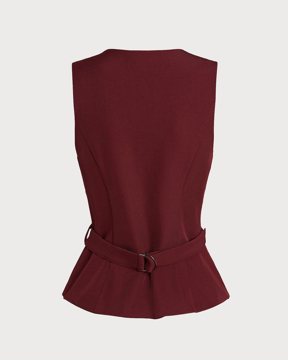 Wine Red Button Belted Vest