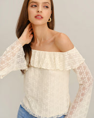 Apricot Lace The Shoulder Tee