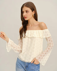 Apricot Lace The Shoulder Tee