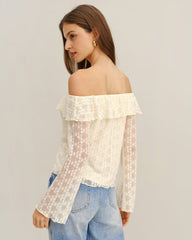 Apricot Lace The Shoulder Tee