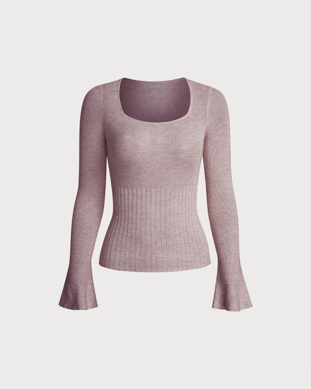 Purple Bell Sleeve Casual Knit Tee