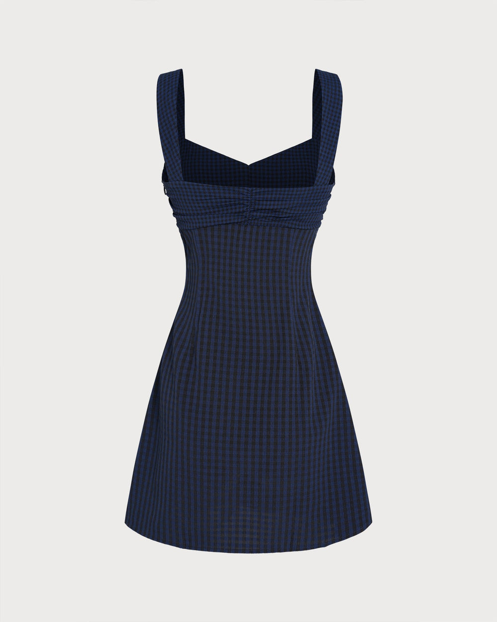 Blue Sweetheart Neck Plaid Mini Dress