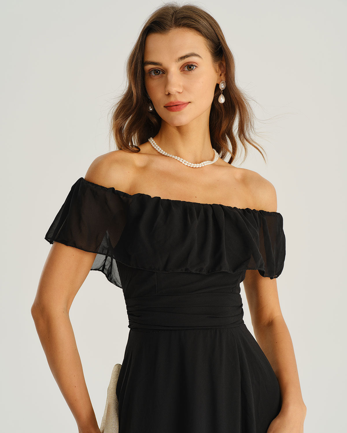Black The Shoulder A-Line Maxi Dress