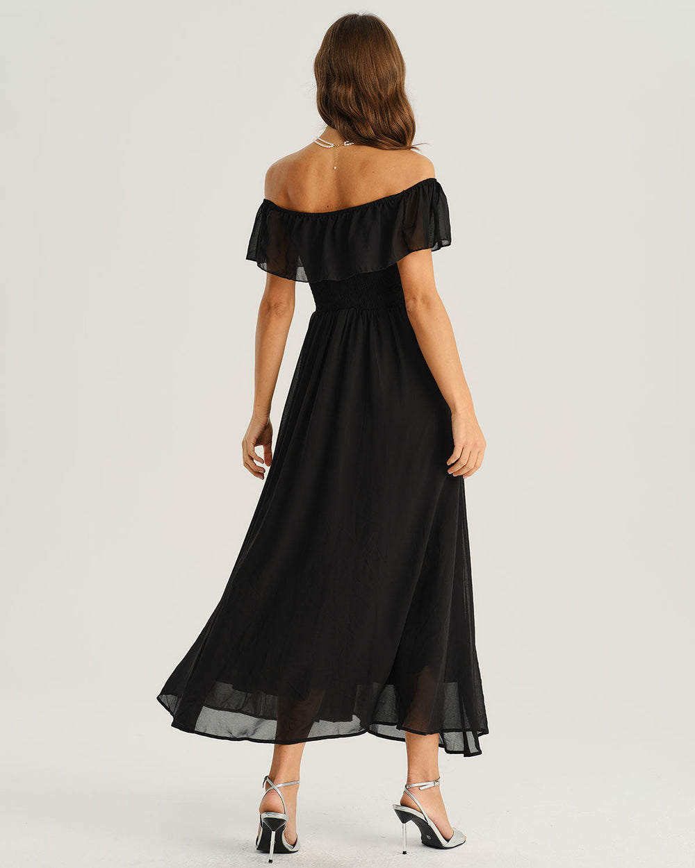 Black The Shoulder A-Line Maxi Dress
