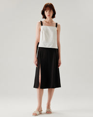 White Contrast Square Neck Tank Top