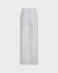 White Solid Casual Pants