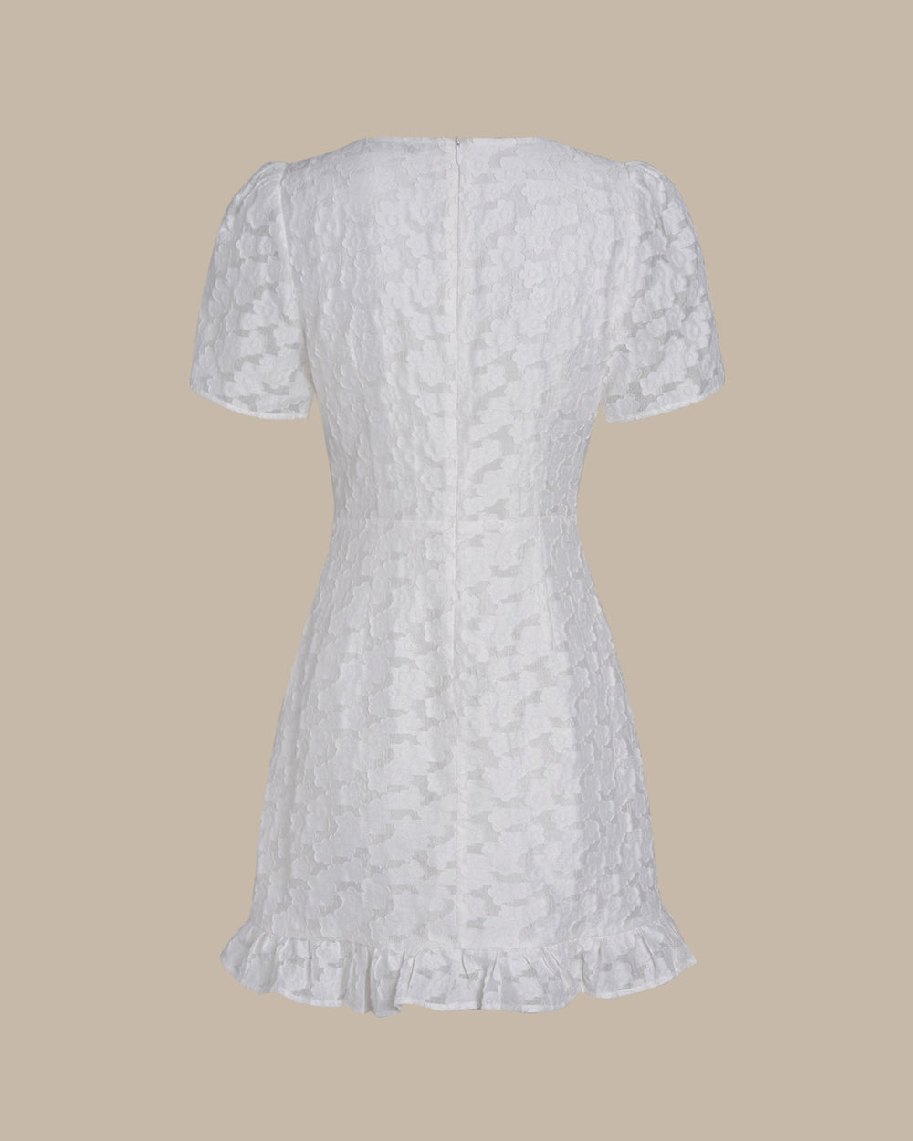 White V Neck Jacquard Mini Dress
