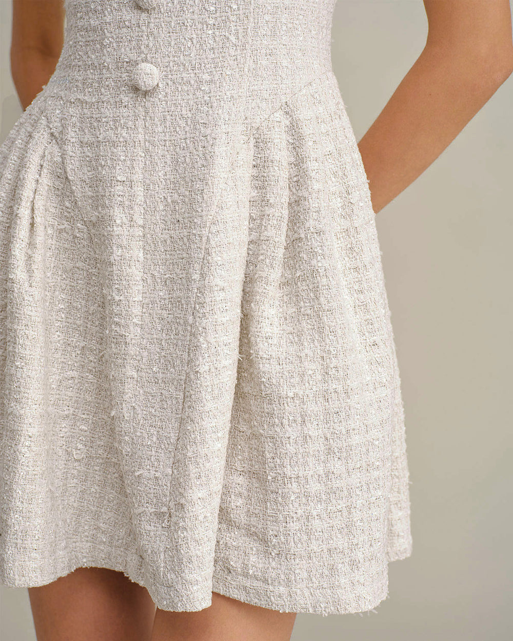 Apricot Textured Sleeveless Mini Dress