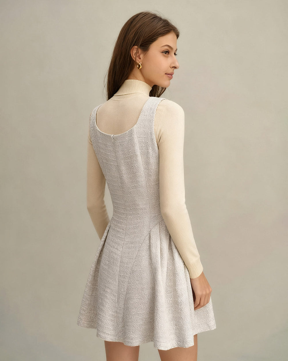 Apricot Textured Sleeveless Mini Dress