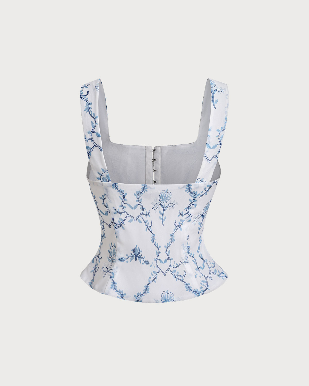 White Floral Ruched Tank Top