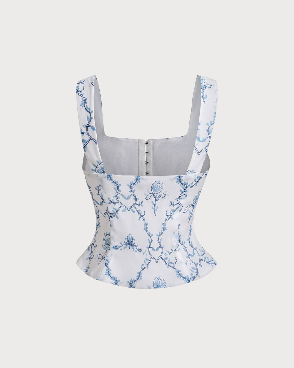 White Floral Ruched Tank Top