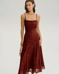 Red X Cross Floral Maxi Dress