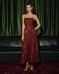 Red X Cross Floral Maxi Dress
