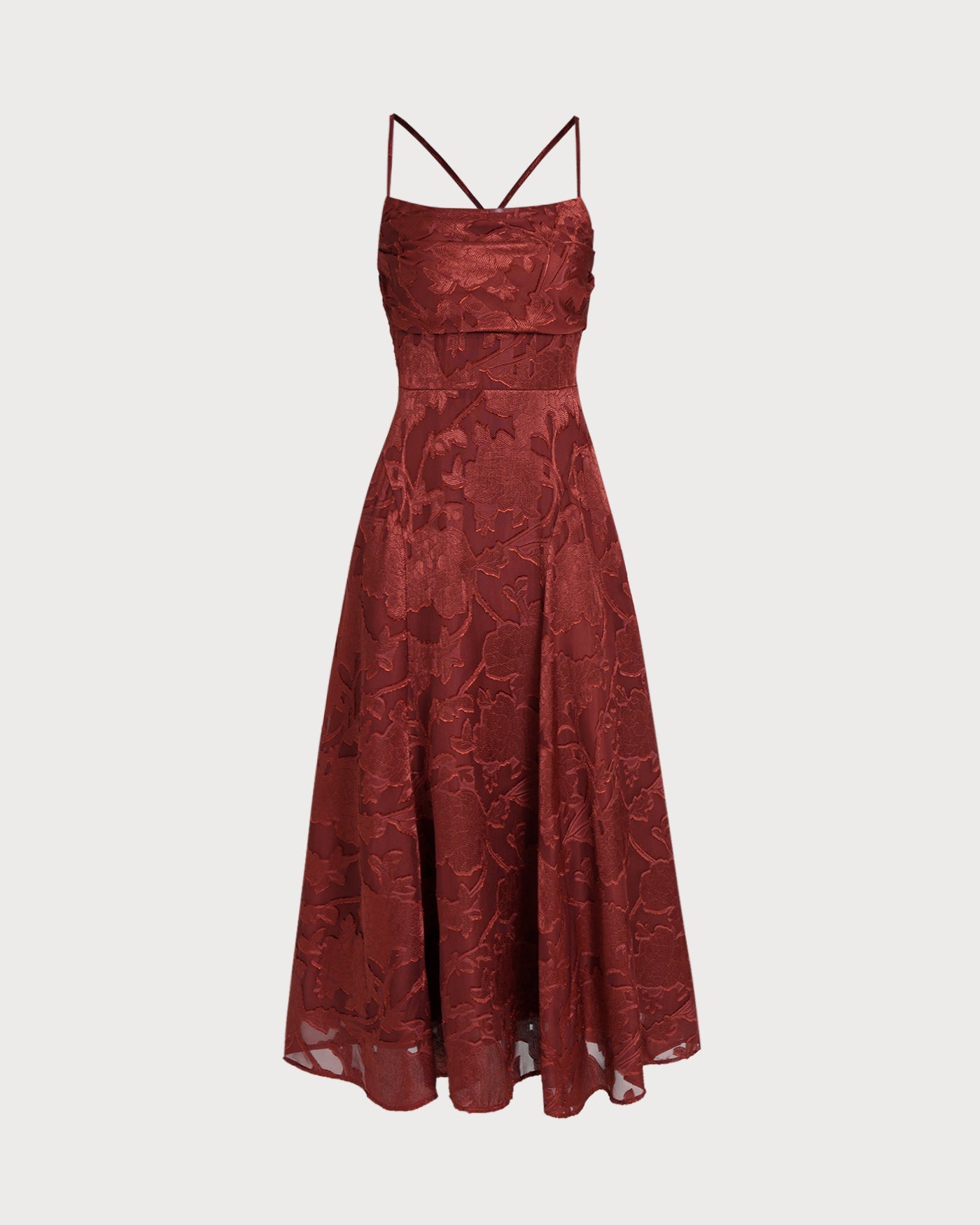 Red X Cross Floral Maxi Dress