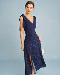 Navy V Neck Polka Dot Cami Top