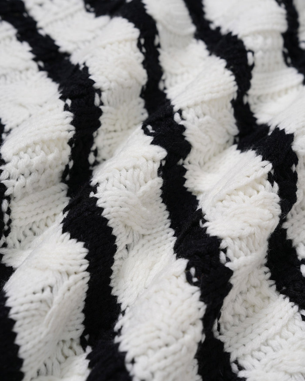 White Striped Button Knit Cardigan