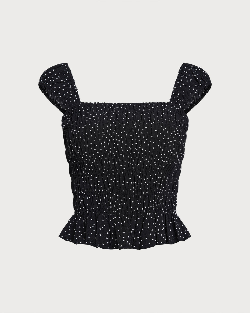 Black Square Neck Polka Dot Tank Top