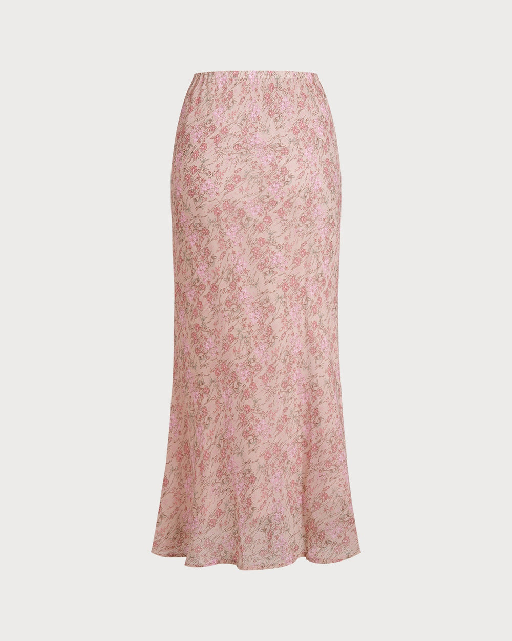 Pink Elastic Waist Floral Skirt