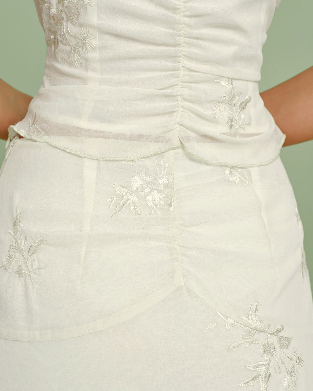 Apricot V Neck Embroidery Tee