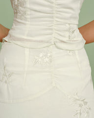 Apricot V Neck Embroidery Tee
