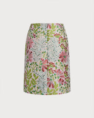 Floral Zipper Straight Skirt