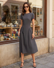 Round Neck Midi Dress