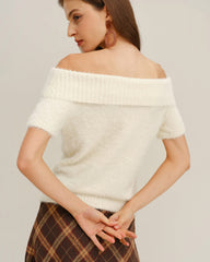Beige The Shoulder Knit Tee