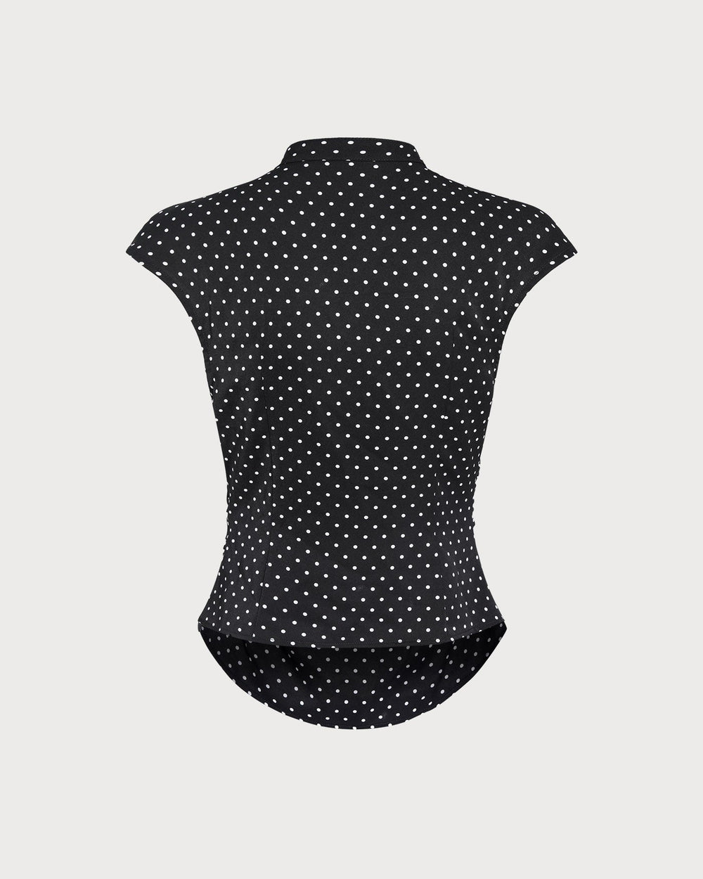 Black Polka Dot Mandarin Collar Tee