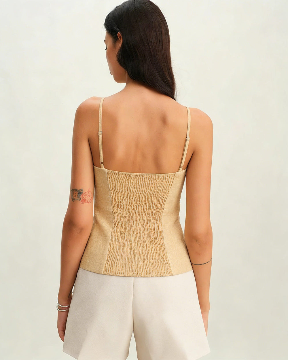 Yellow Solid Button Tank Top