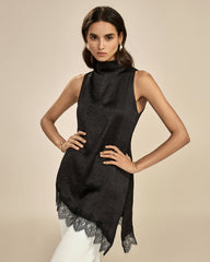 Black Lace Turtle Tank Top