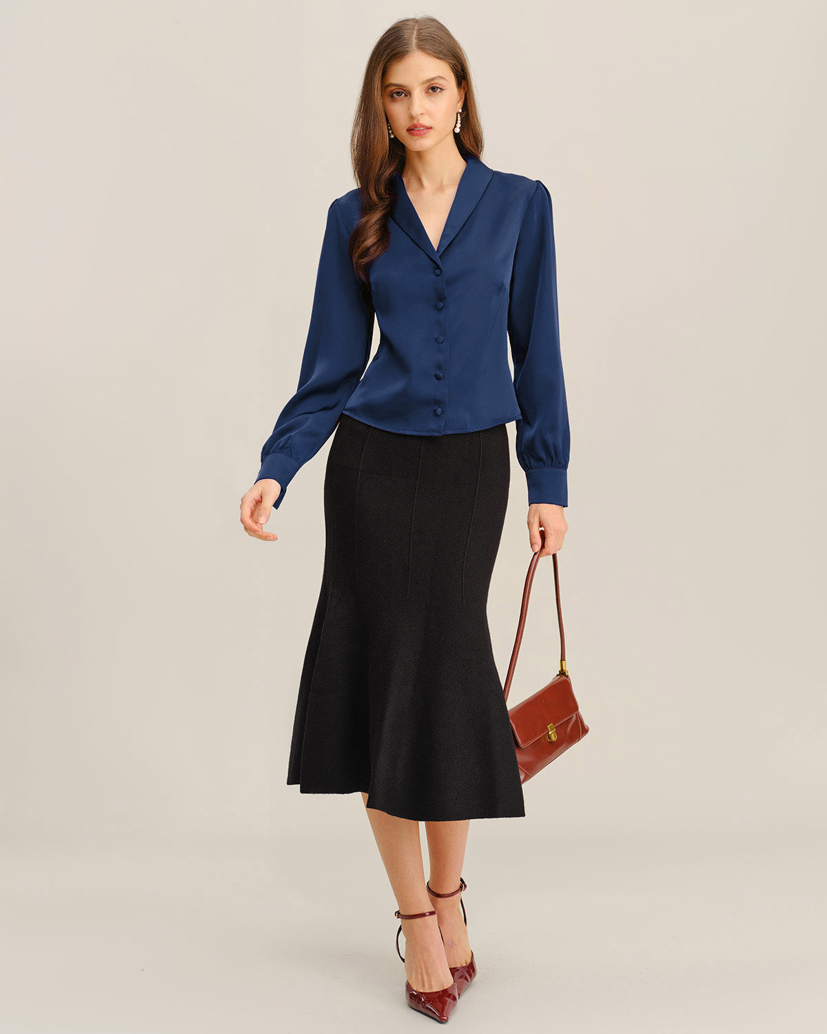 Navy Satin Shirt