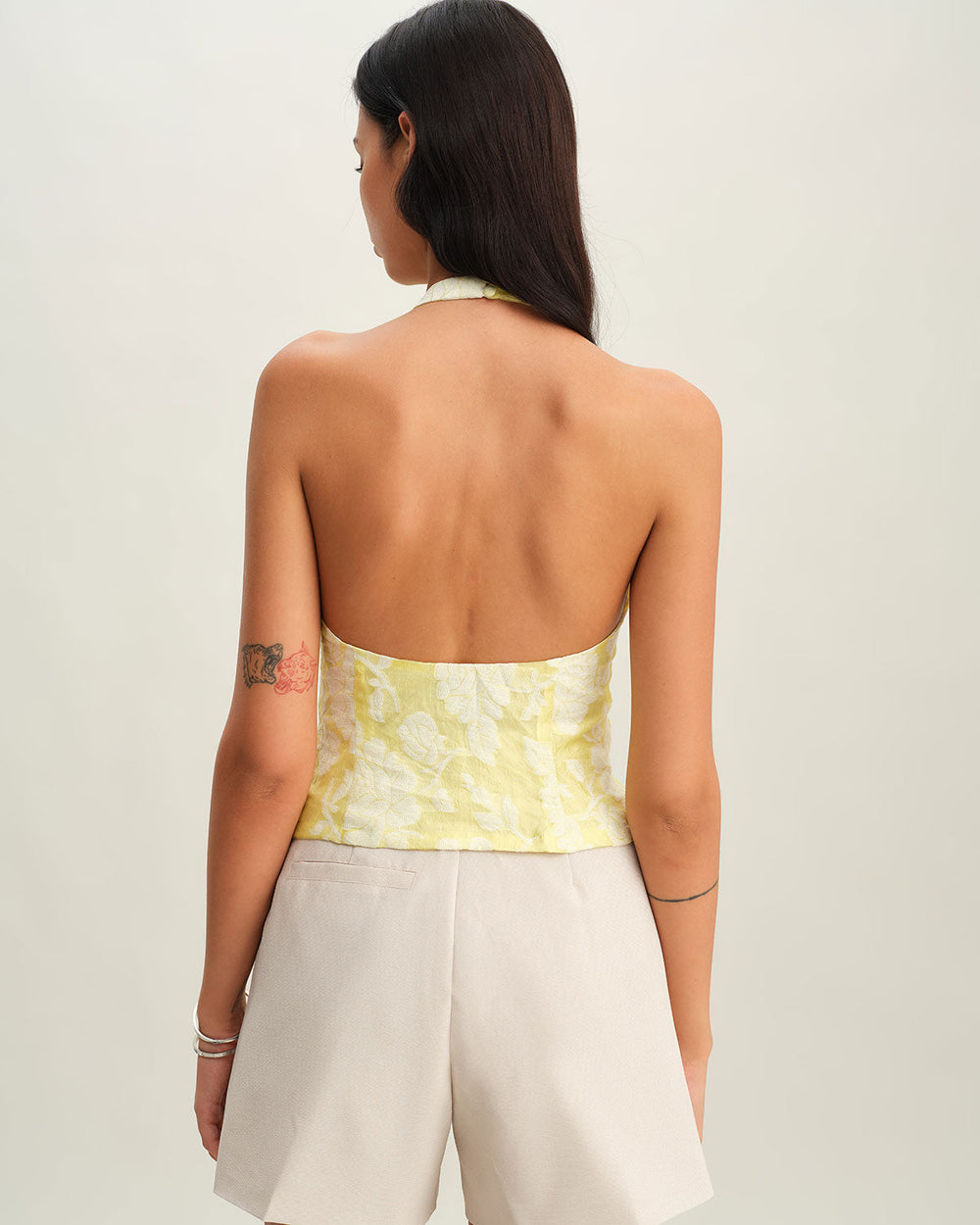 Yellow Floral Halter Top
