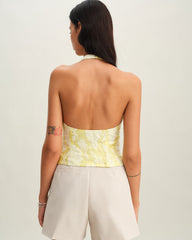 Yellow Floral Halter Top