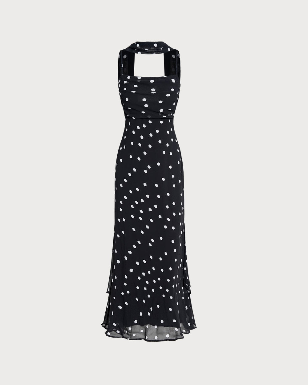 Black Polka Dot Slip Maxi Dress