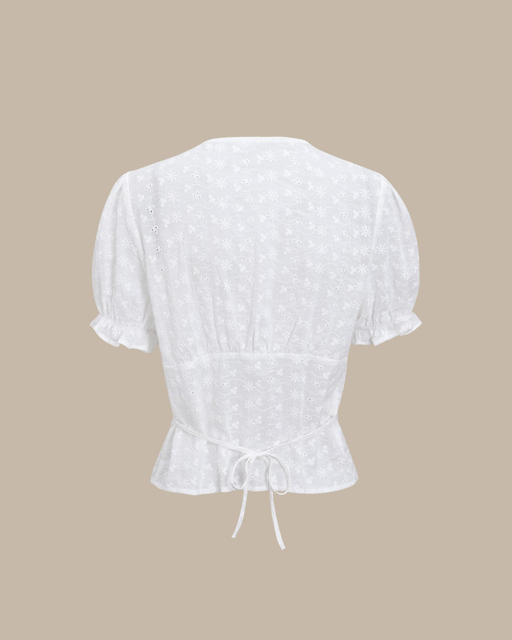 White Floral Puffed Sleeve Blouse