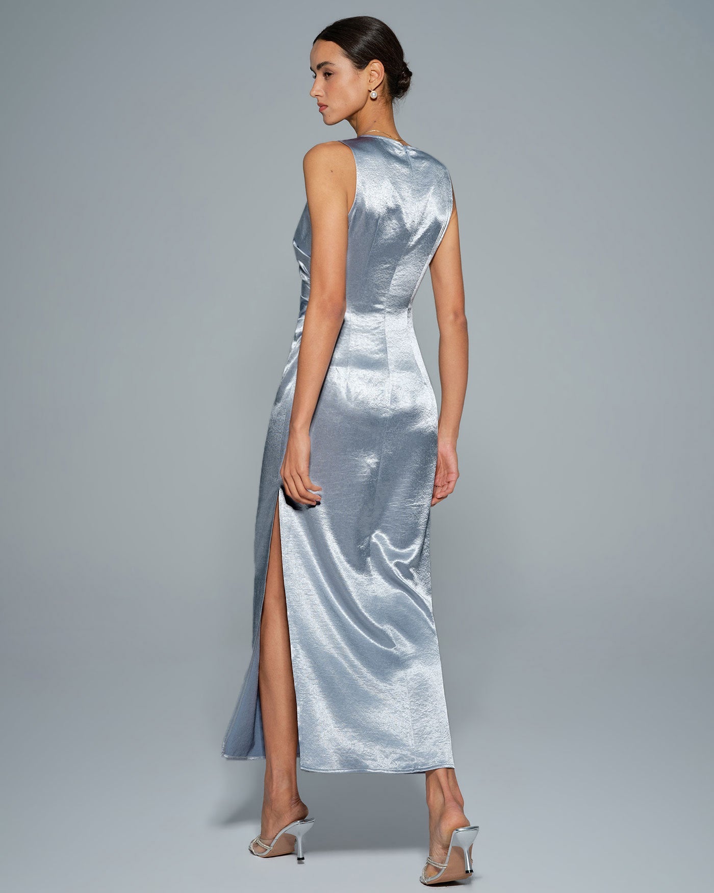 Blue Pleated Tunic Maxi Dress