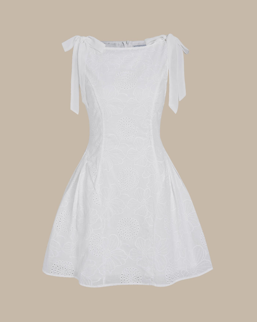 White Floral Textured Mini Dress
