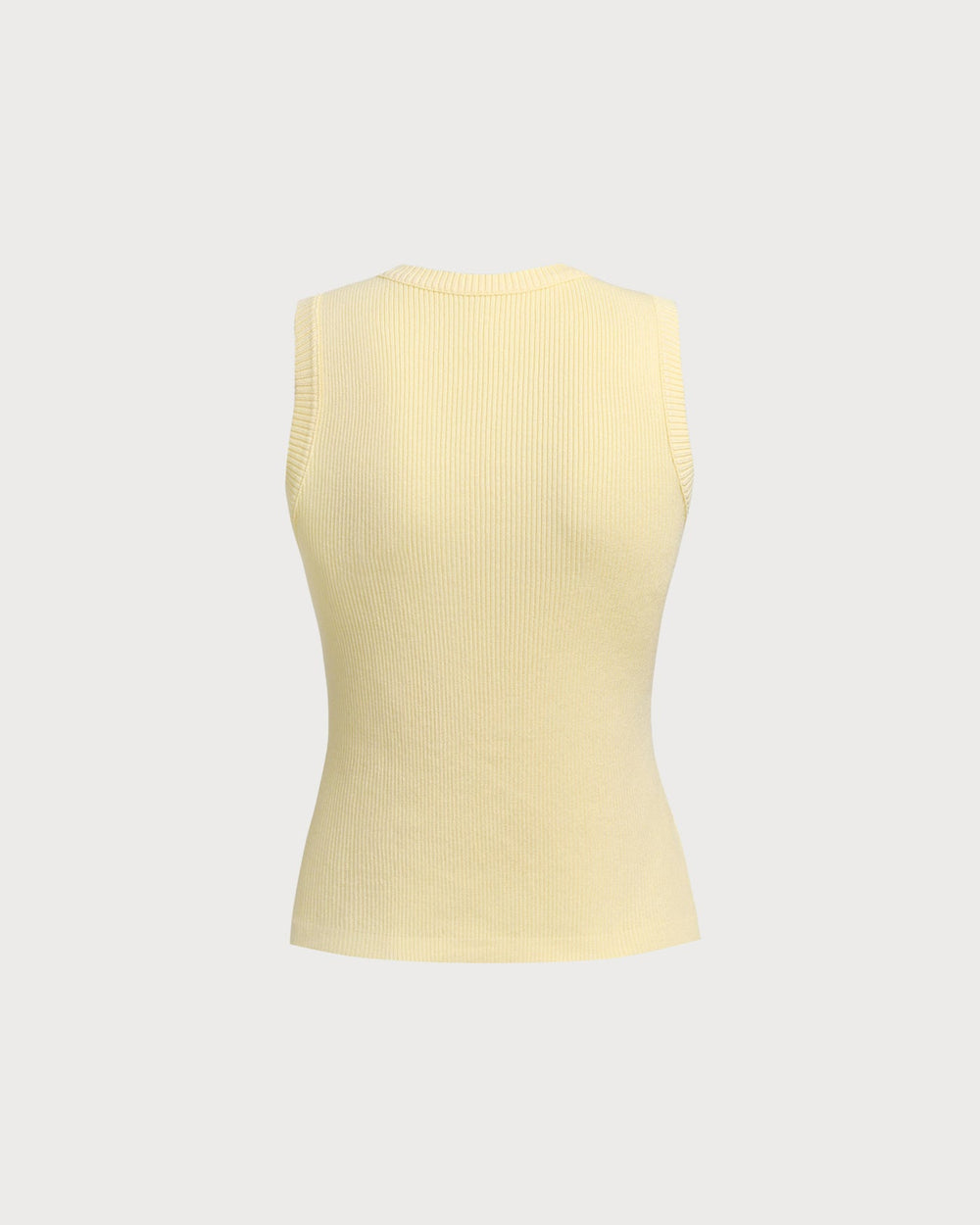 Yellow Round Neck Button Knit Vest