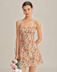 Floral Shirred Slip Mini Dress