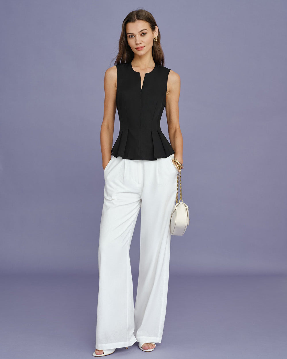 Black Solid Ruched Tank Top