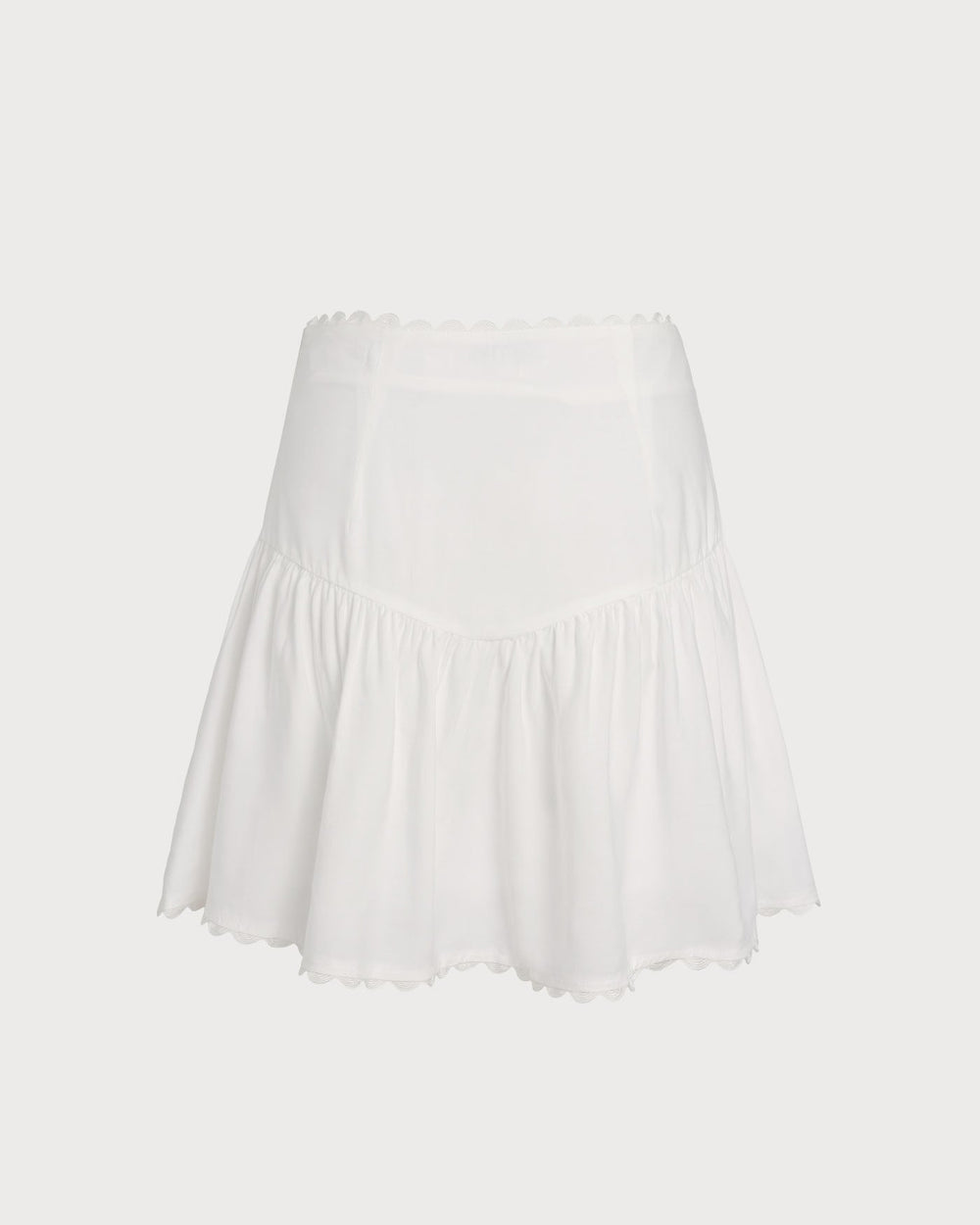 White Button Ruched Mini Skirt