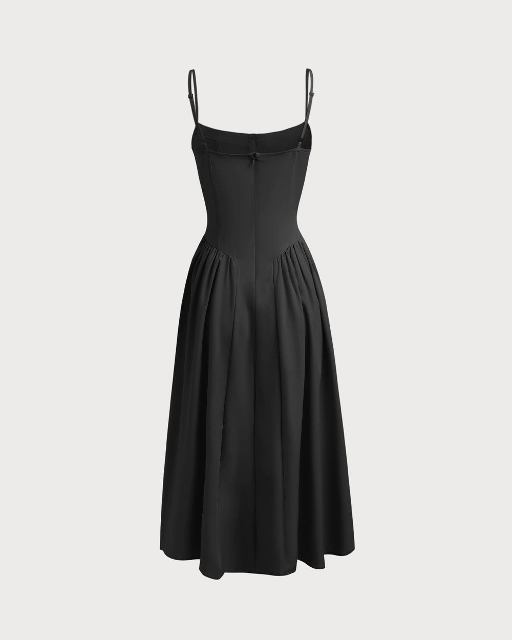 Black Square Neck Pocket Slip Midi Dress