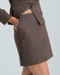Coffee Plaid A-Line Mini Skirt