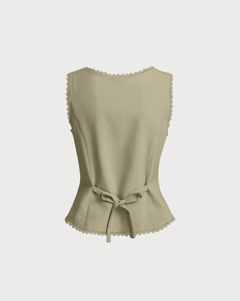 Green Boat Neck Single Breasted Vest