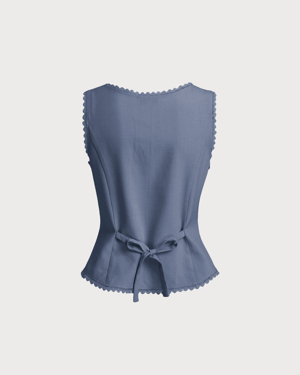 Blue Boat Neck Single Breasted Vest
