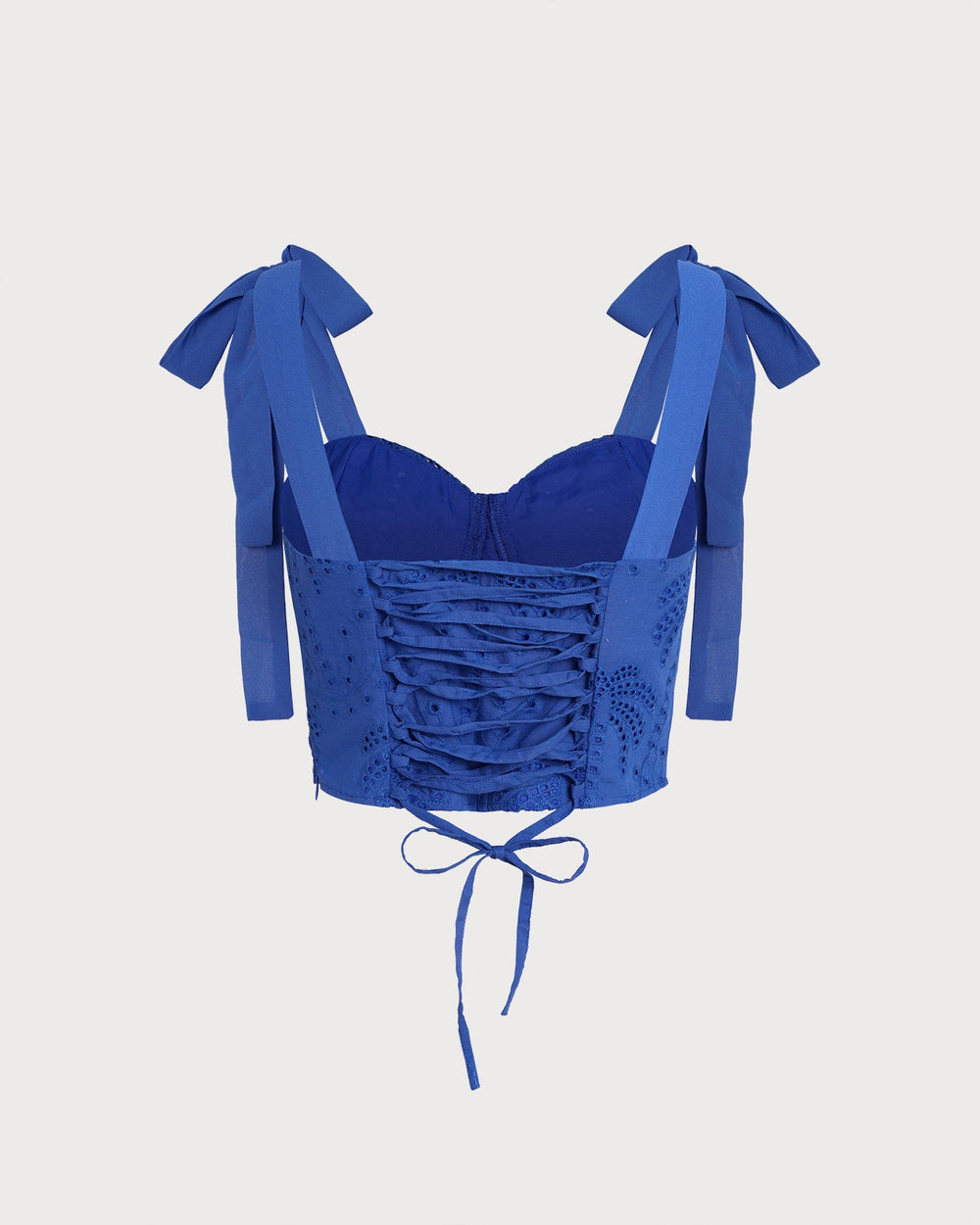 Blue Sweetheart Neck Embroidery Cami Top