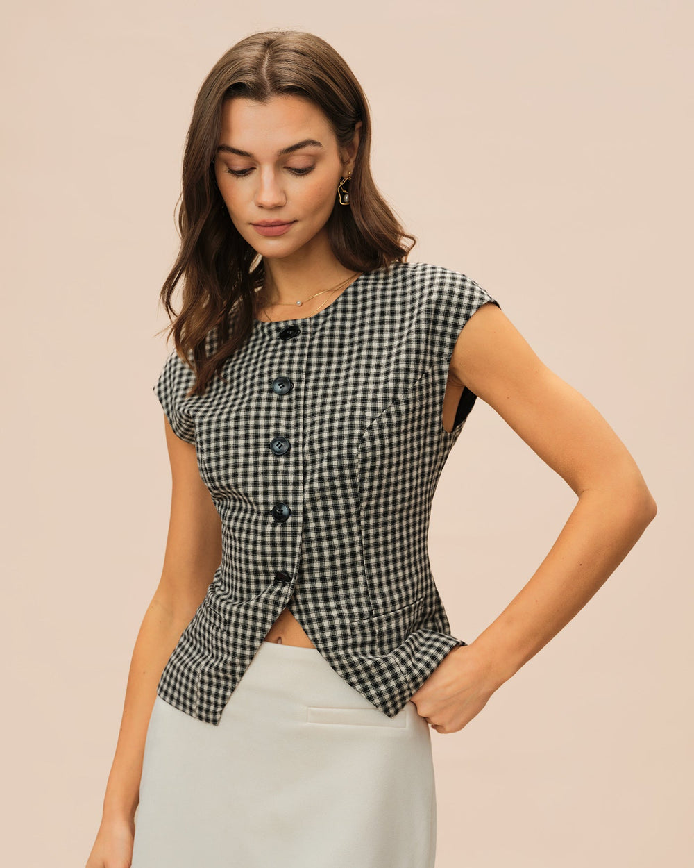 Black Plaid Viscose Tee