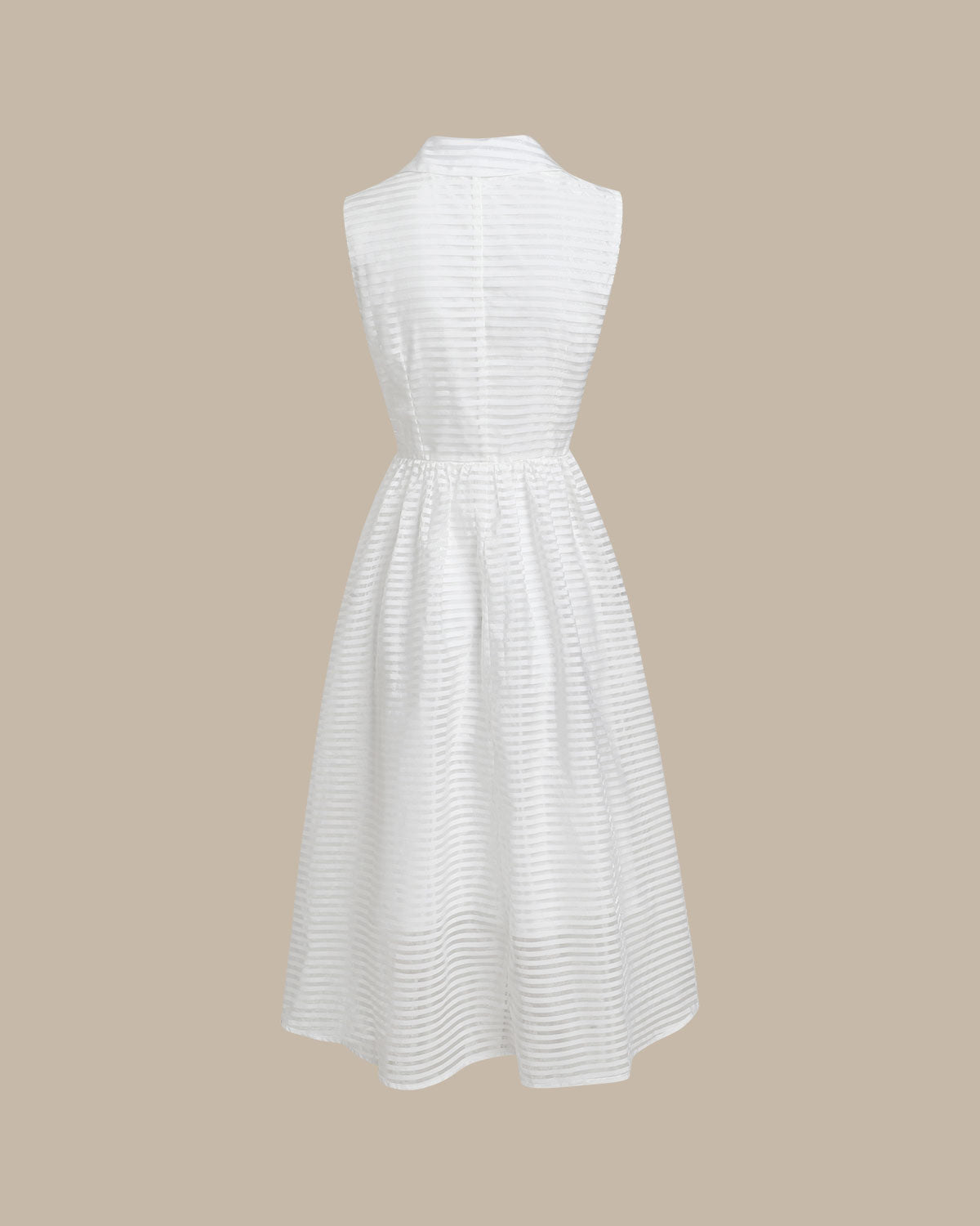 White Striped Sleeveless Midi Dress